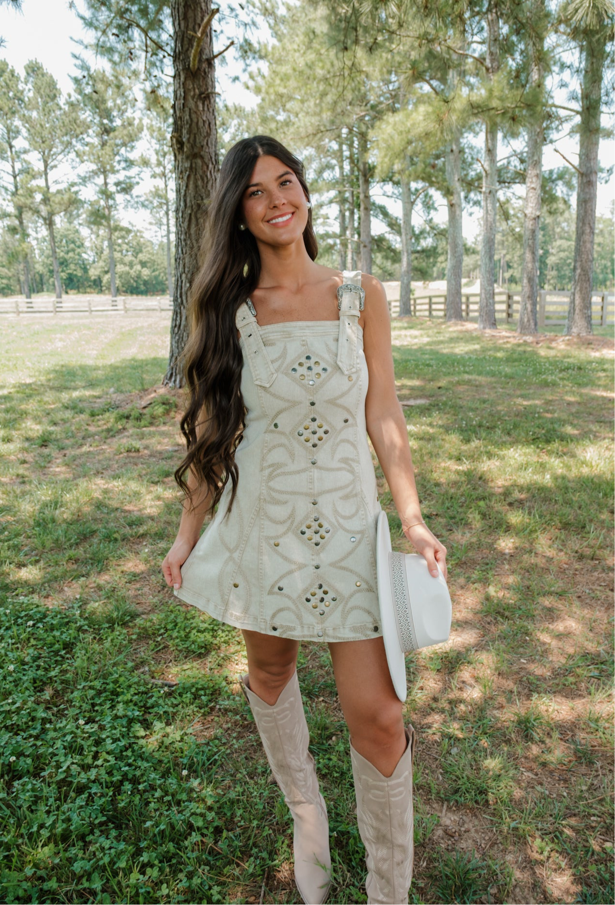 costco green goddess dressing Denim Overall Dress - Betsey's Boutique Shop main image 0
