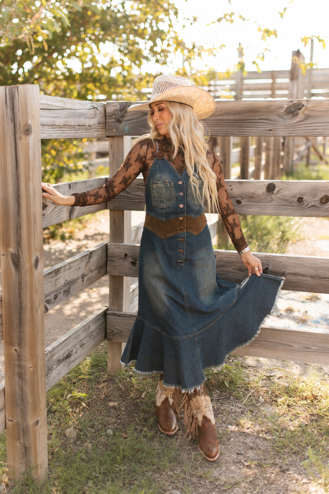 Rustler's Charm Denim Dress – Cowgirl Society Co