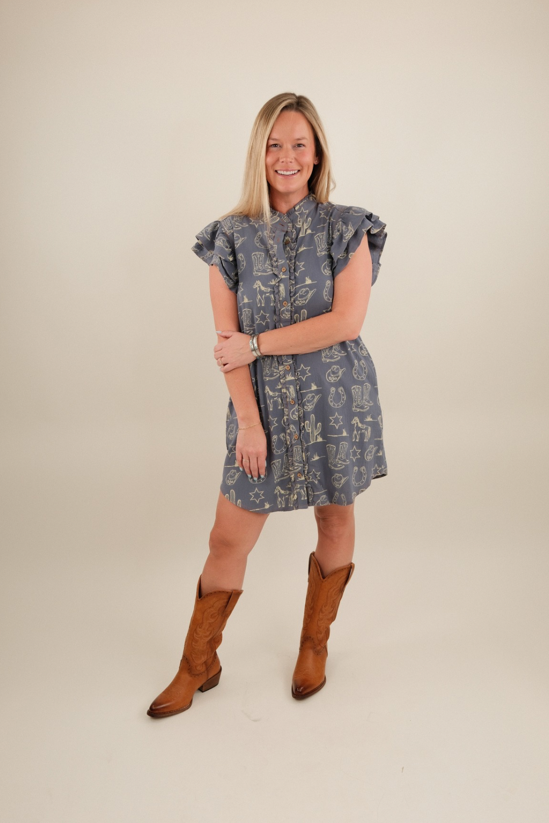 Prairie Ruffle Cotton Dress Large