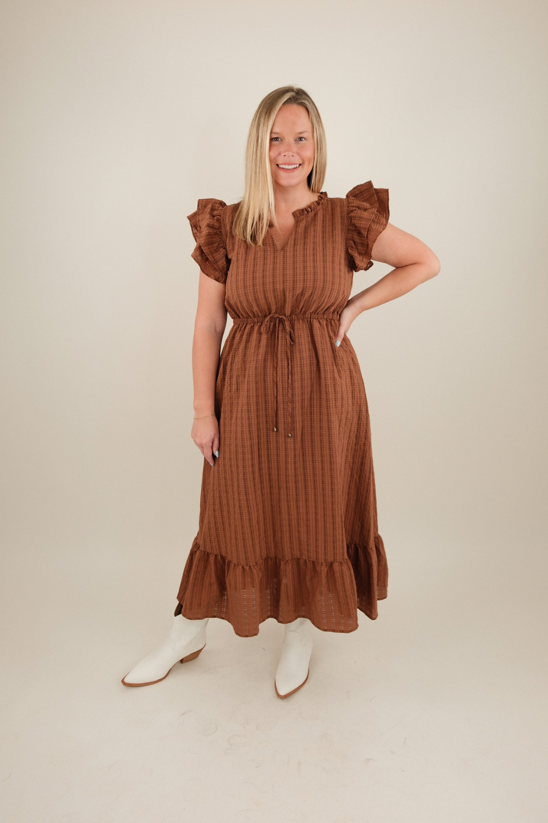 Prairie Belle Plaid Midi Dress Large