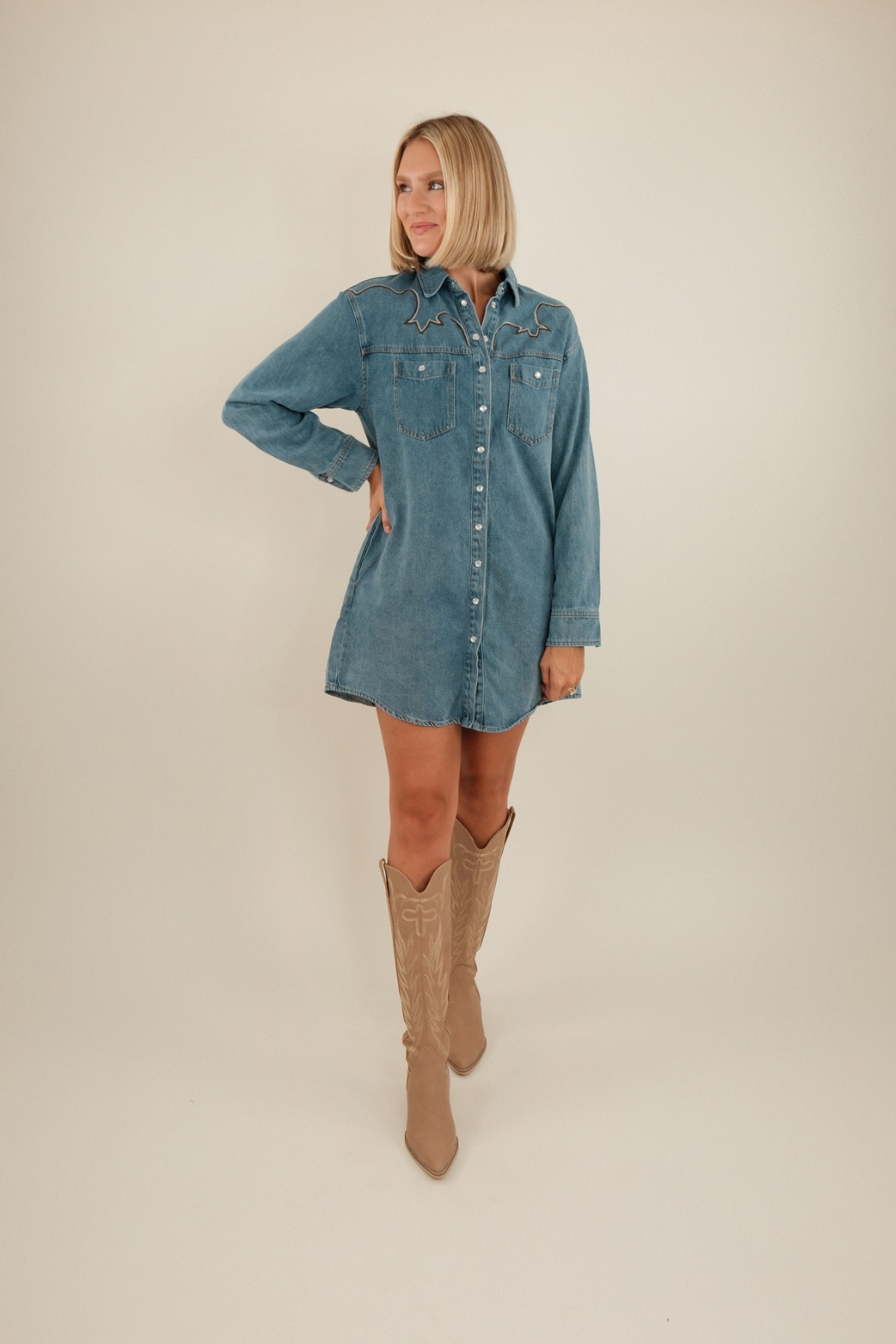 Cowgirl Blues Denim Mini Dress – Cowgirl Society & Co