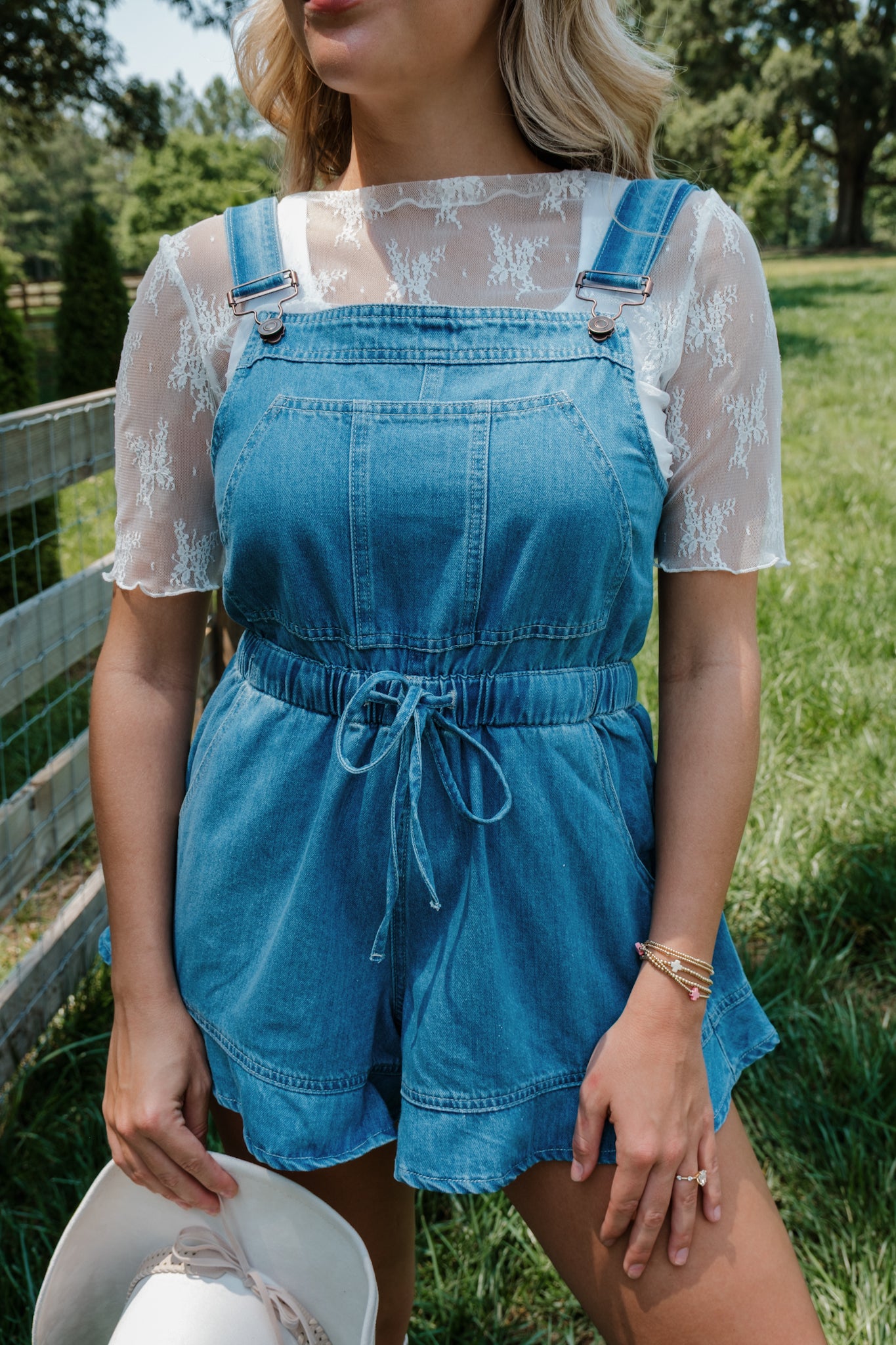 Red, White, & Bows Ruffled Overalls