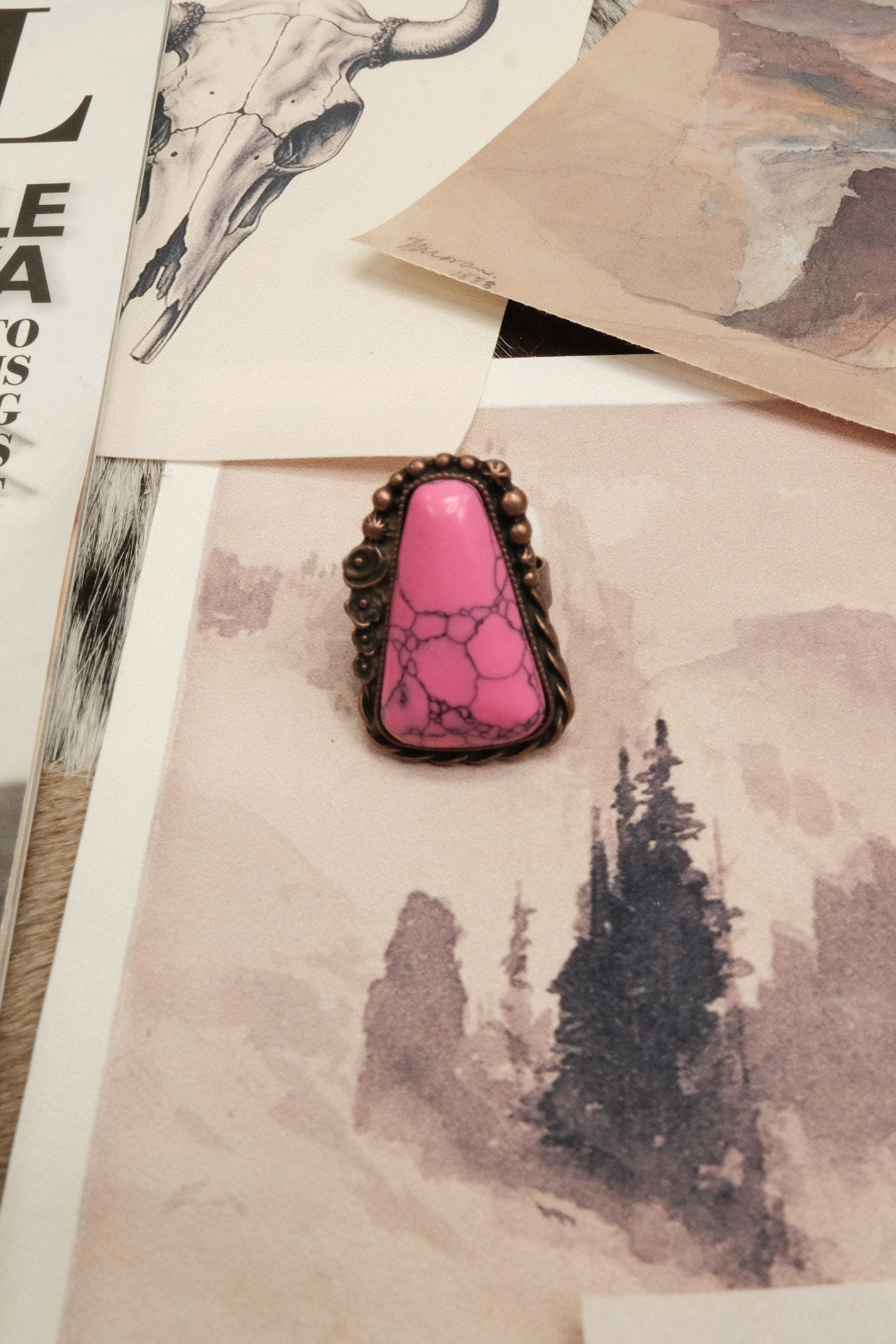 Desert Rose Triangle Adjustable Ring