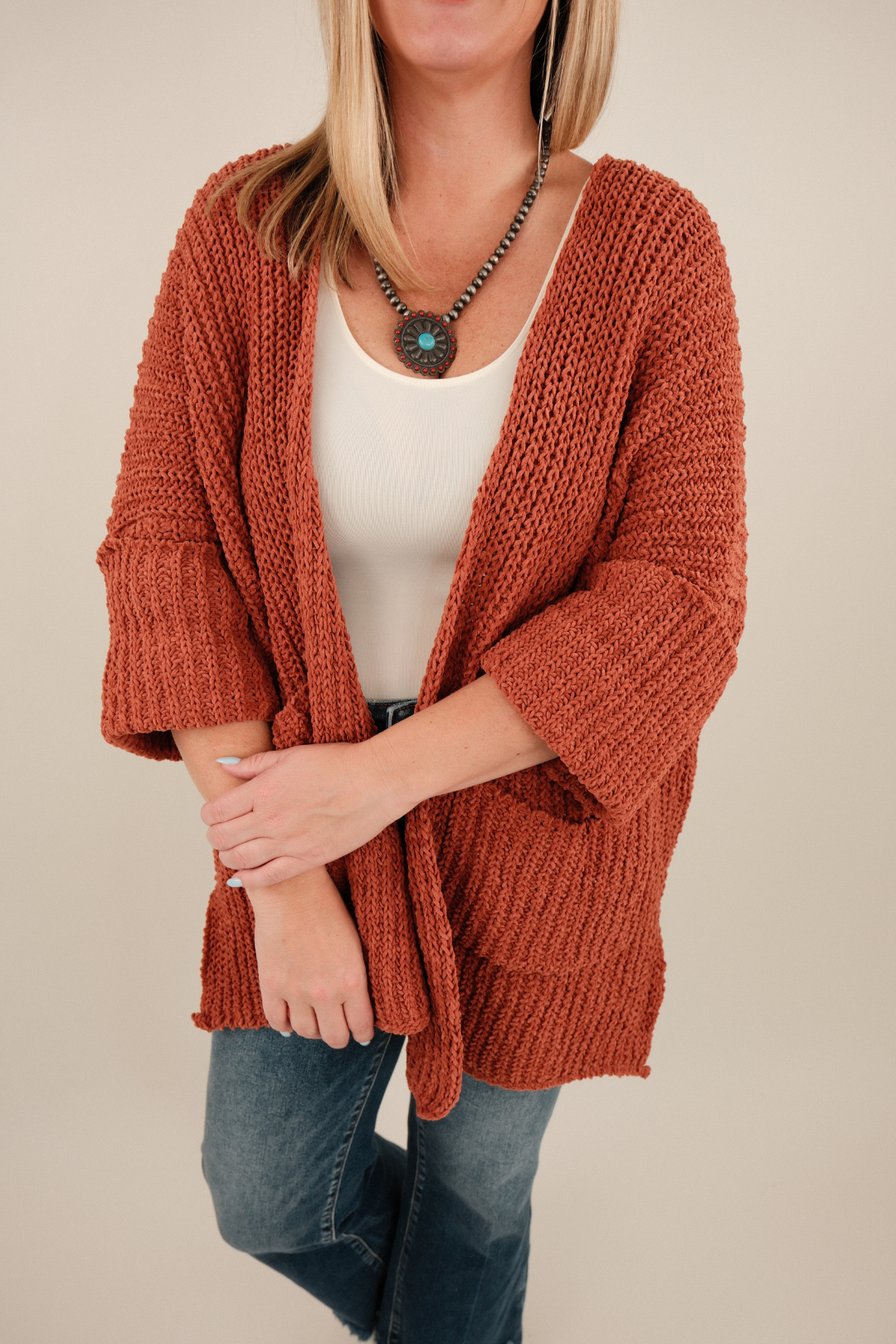 Saddle Rock Knit Cardigan - Rust