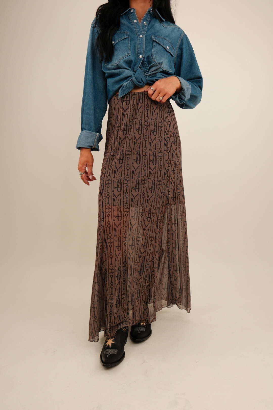 Bridle Path Mesh Maxi Skirt
