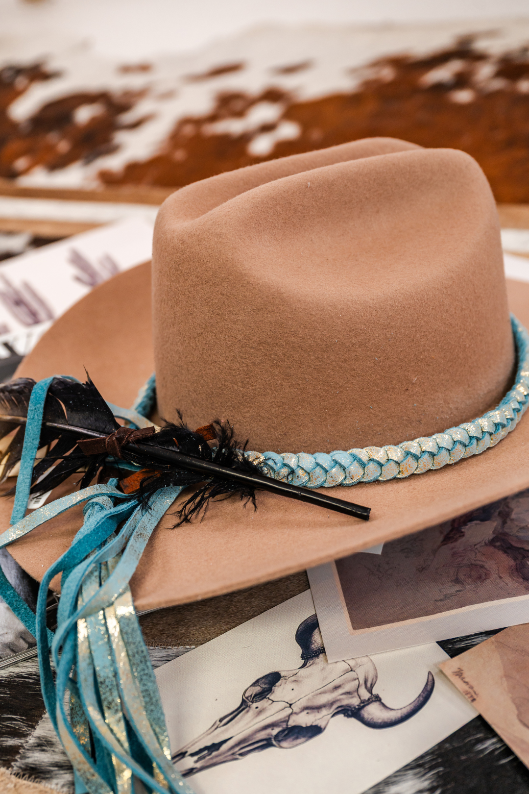 Golden Spur Braided Leather Hat Band