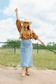 Old West Artisan Denim Skirt
