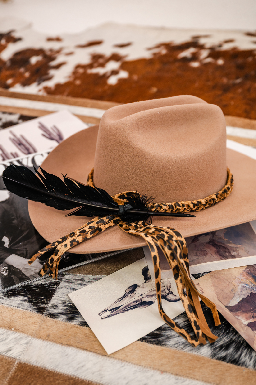 Sundown Cheetah Braided Leather Hat Band