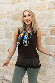 Chocolate Lace Layering Tank