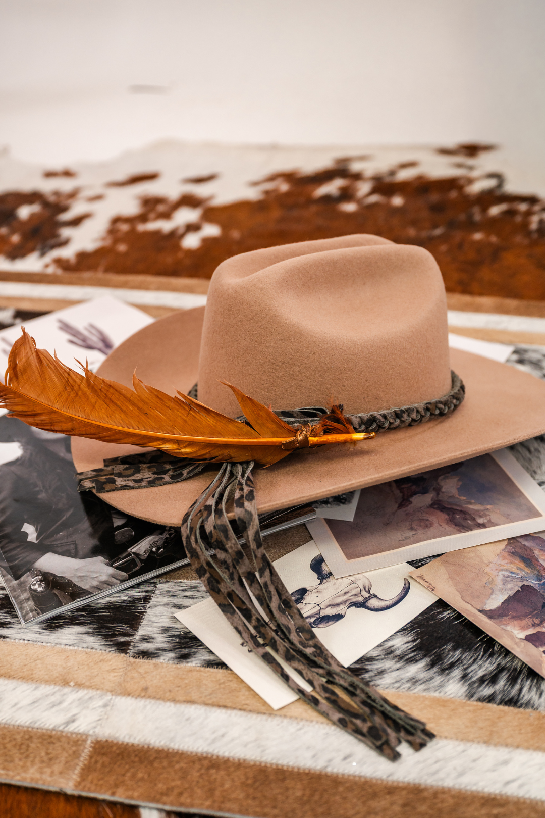 Sundown Cheetah Braided Leather Hat Band