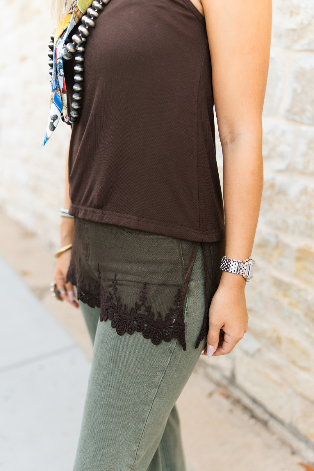 Chocolate Lace Layering Tank