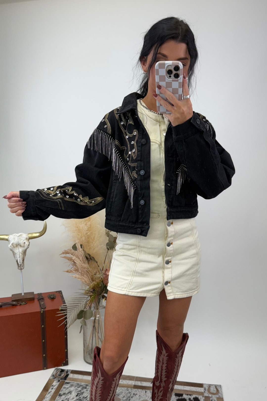 Rhinestone Cropped Jacket