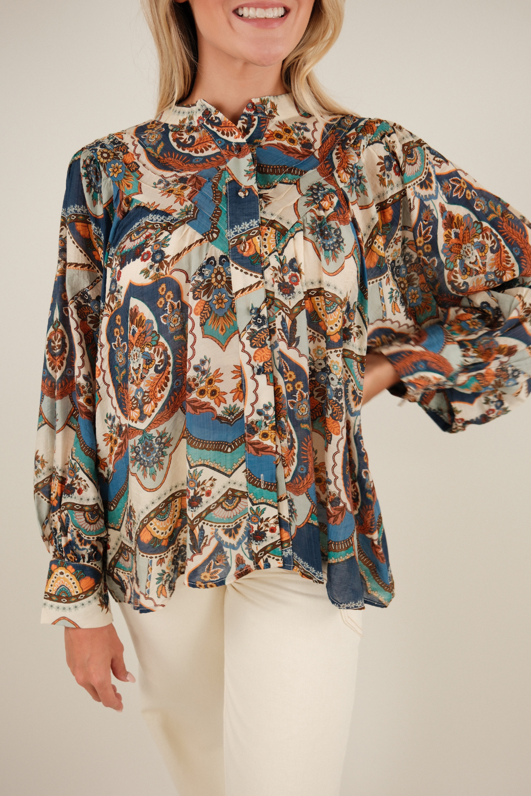 Whistling Winds Sheer Blouse - Sapphire Blue