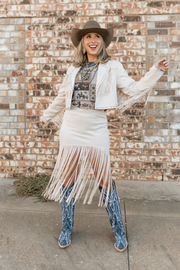 Ivory Outlaw Fringe Skirt
