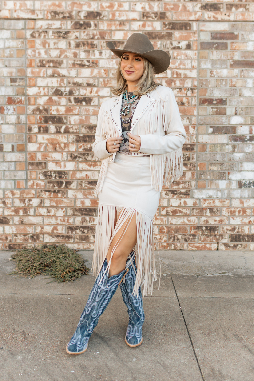 Ivory Outlaw Fringe Skirt