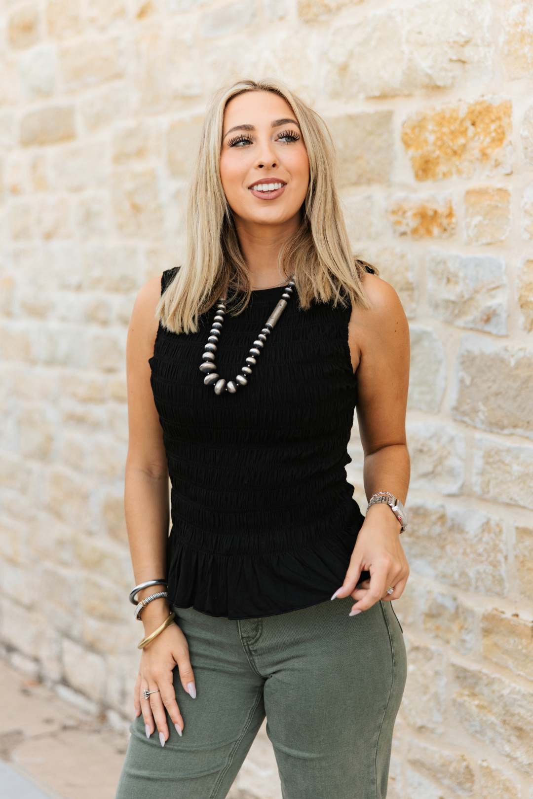 Midnight Muse Smocked Tank