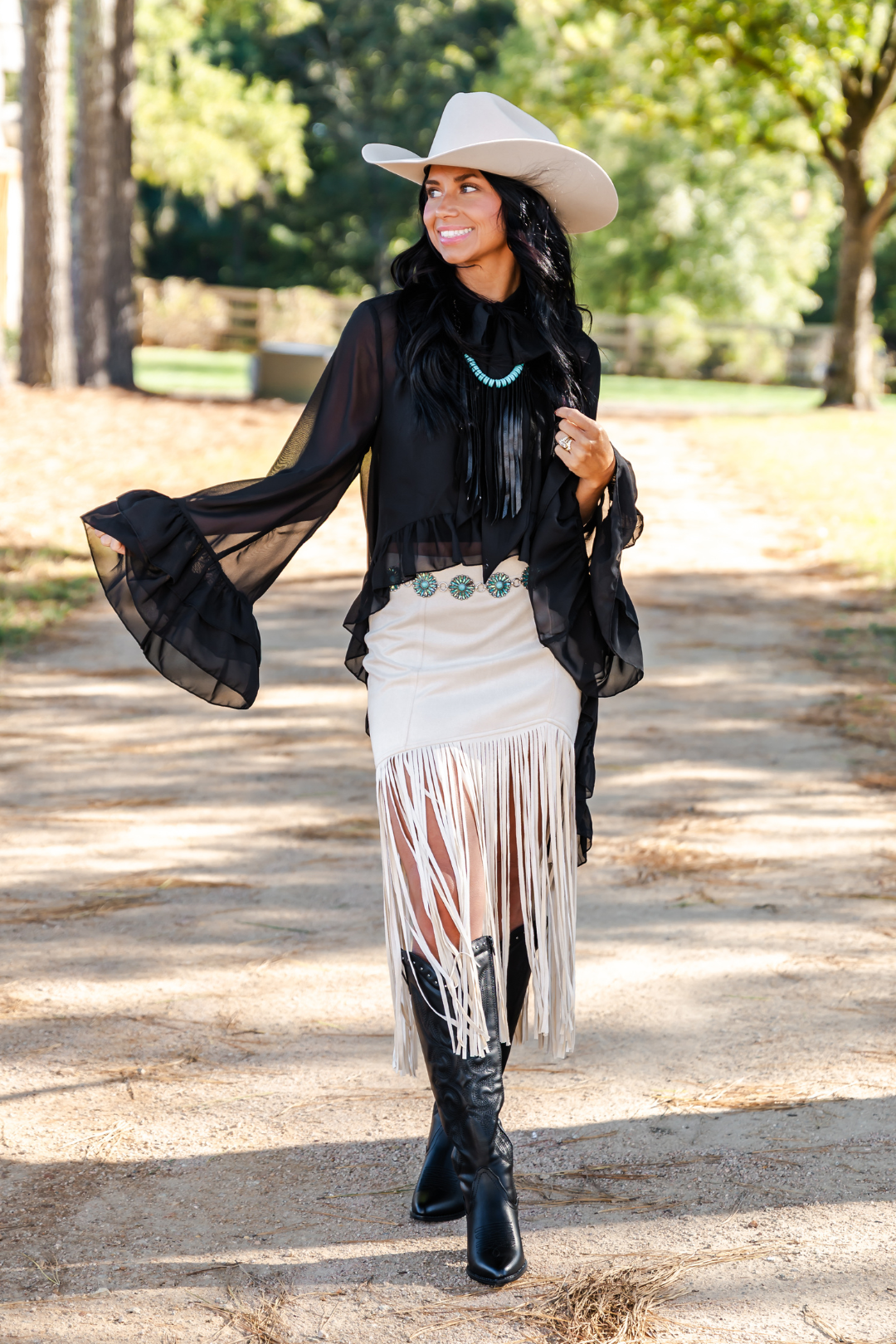 Ivory Outlaw Fringe Skirt