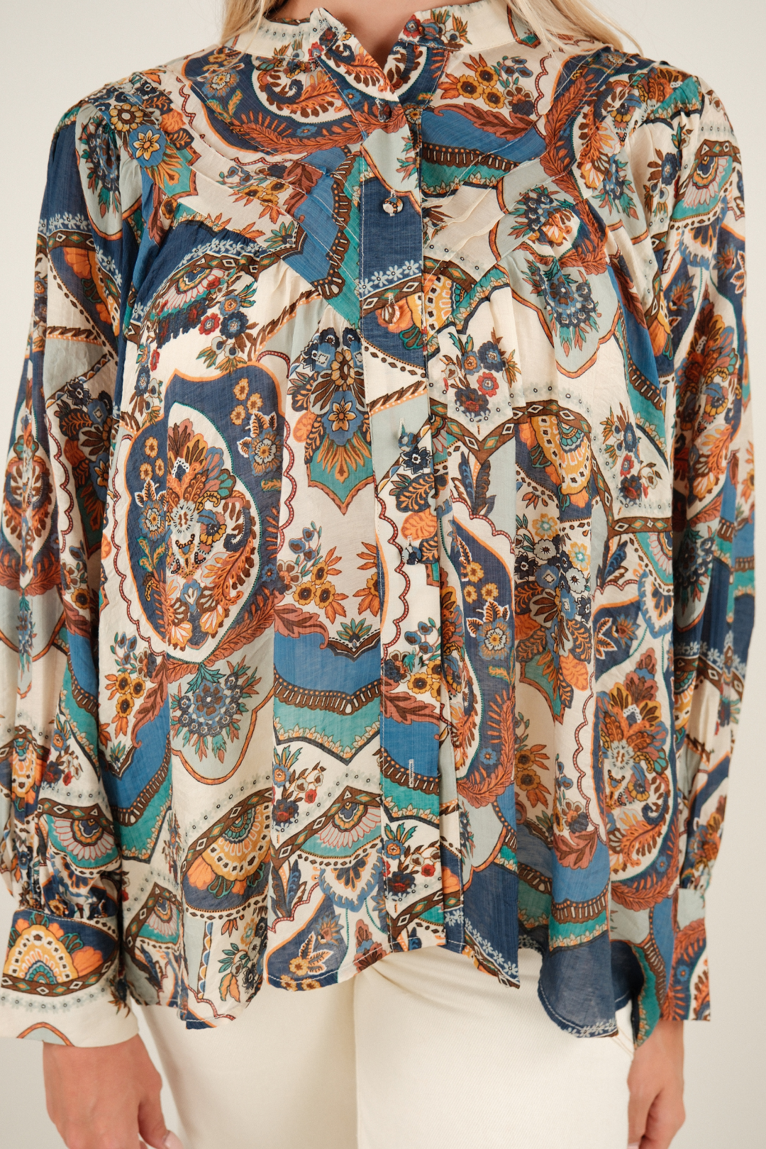 Whistling Winds Sheer Blouse - Sapphire Blue
