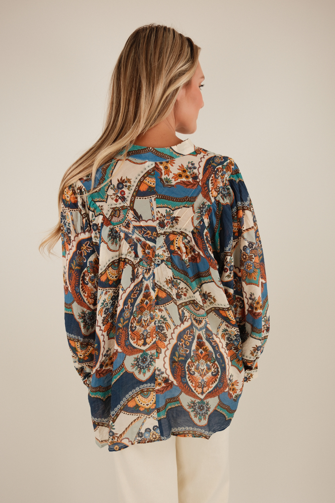 Whistling Winds Sheer Blouse - Sapphire Blue