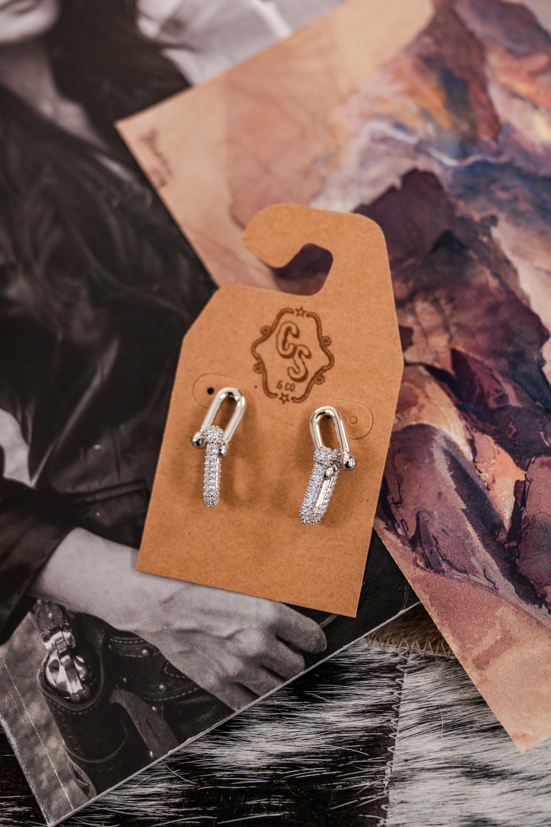 Silver Stirrup Stud Earrings