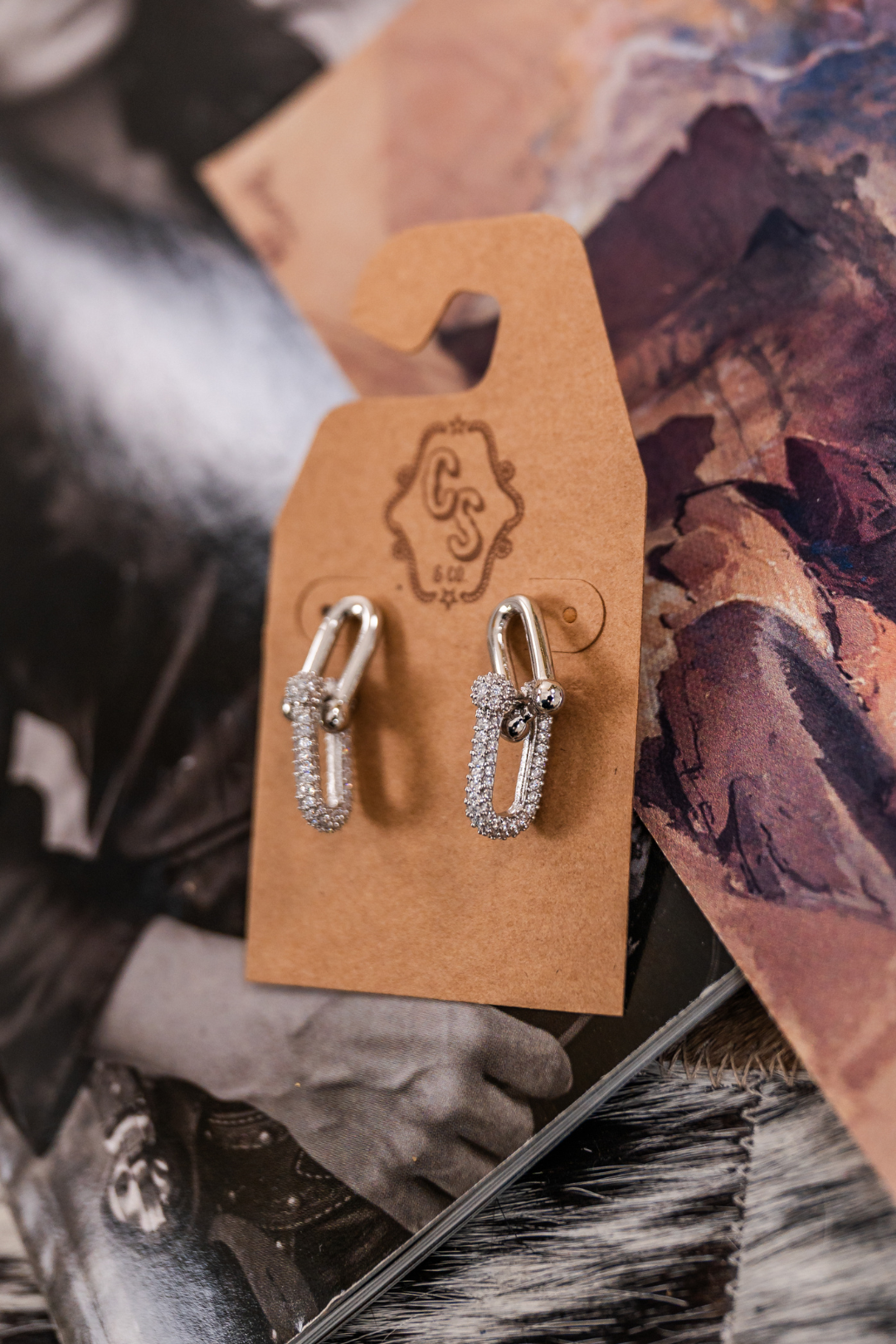 Silver Stirrup Stud Earrings