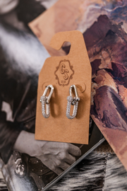 Silver Stirrup Stud Earrings