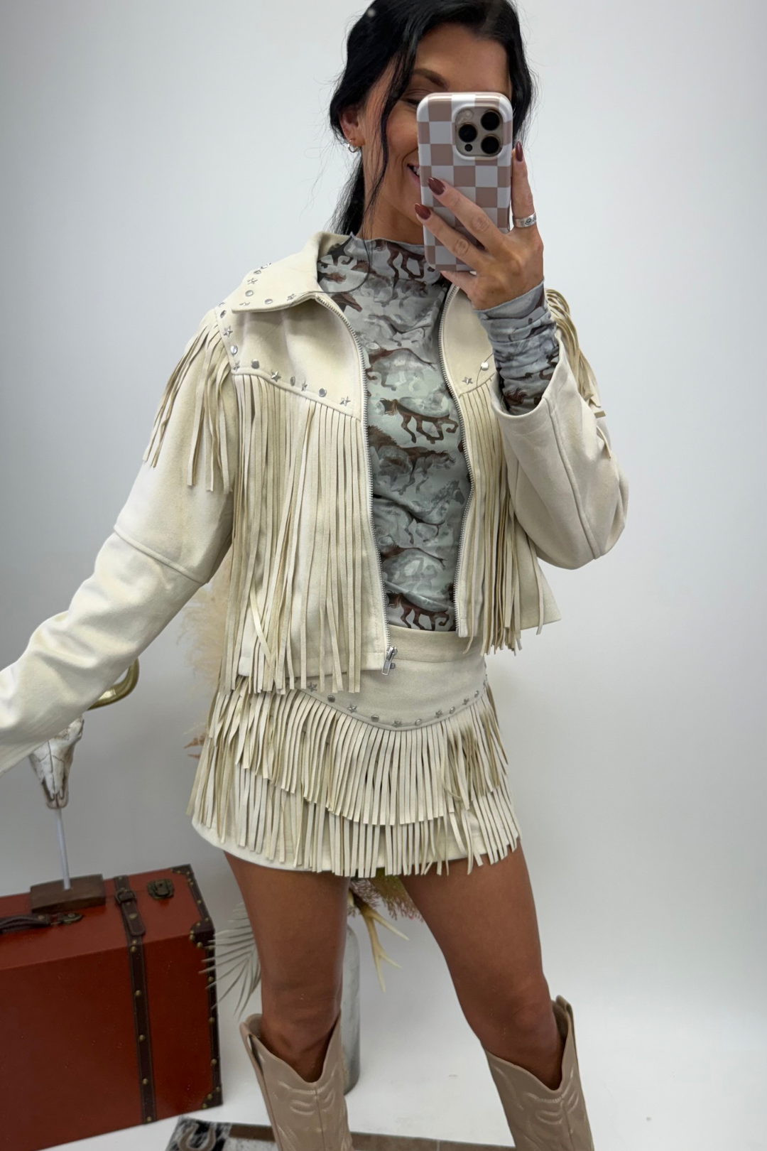 Lone Star Fringe Mini Skirt