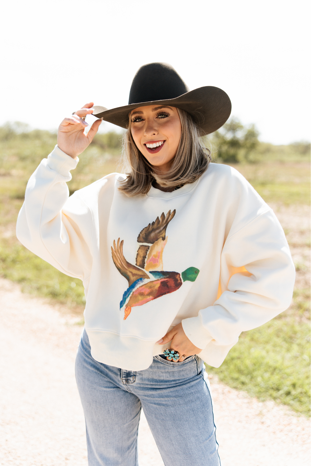 Flying Mallard Cropped Sweater