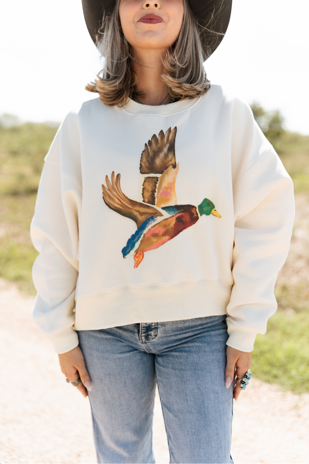 Flying Mallard Cropped Sweater
