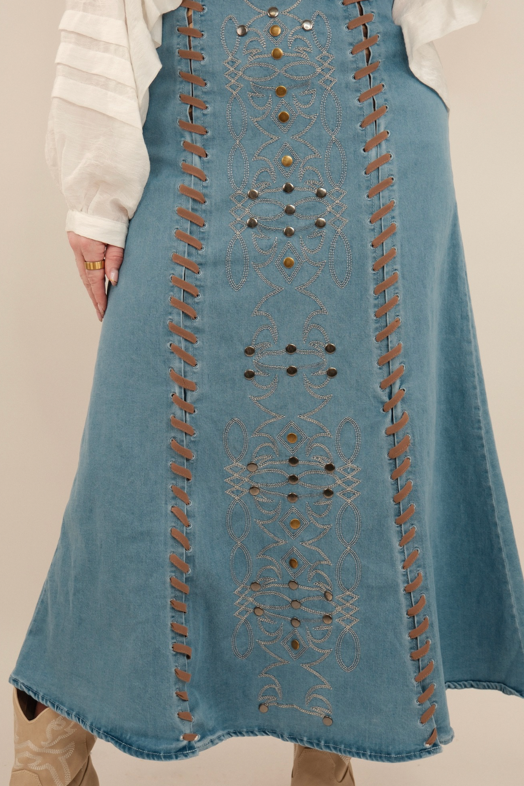 Old West Artisan Denim Skirt