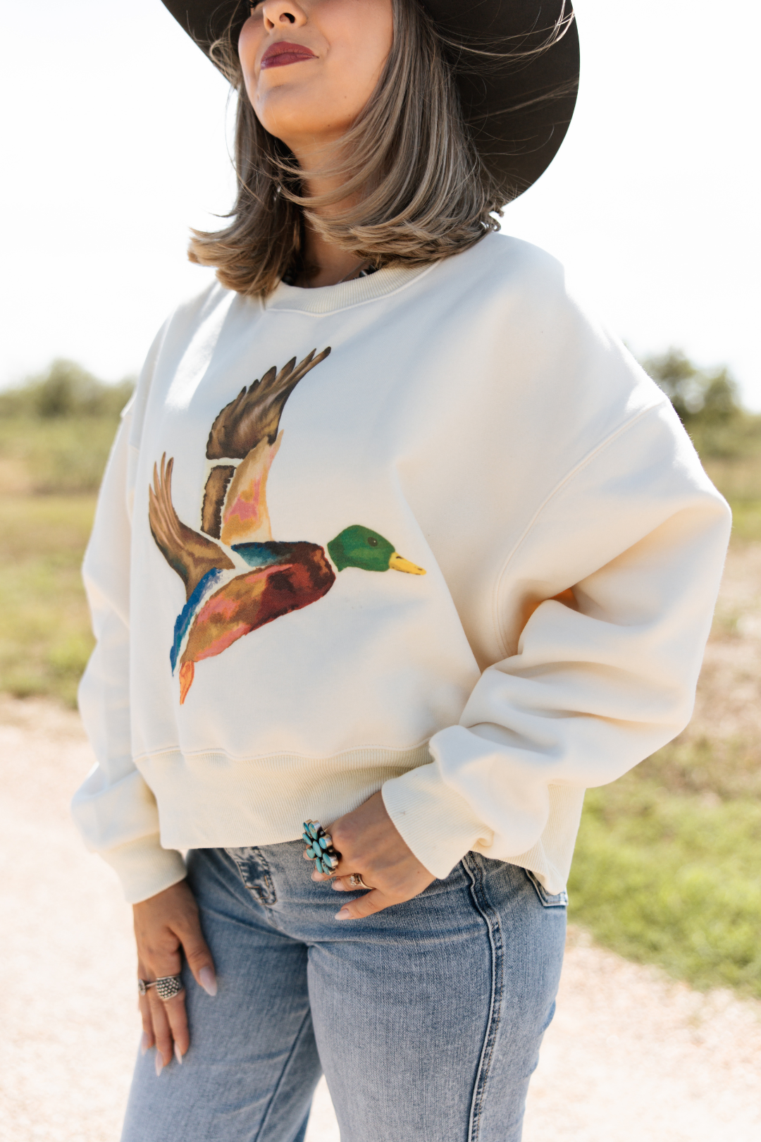 Flying Mallard Cropped Sweater