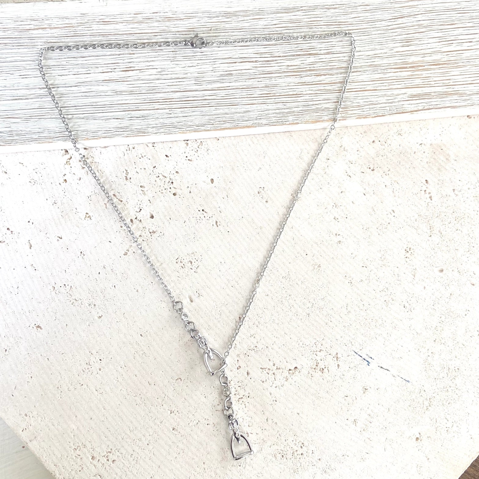 Silver Stirrups Y-Necklace