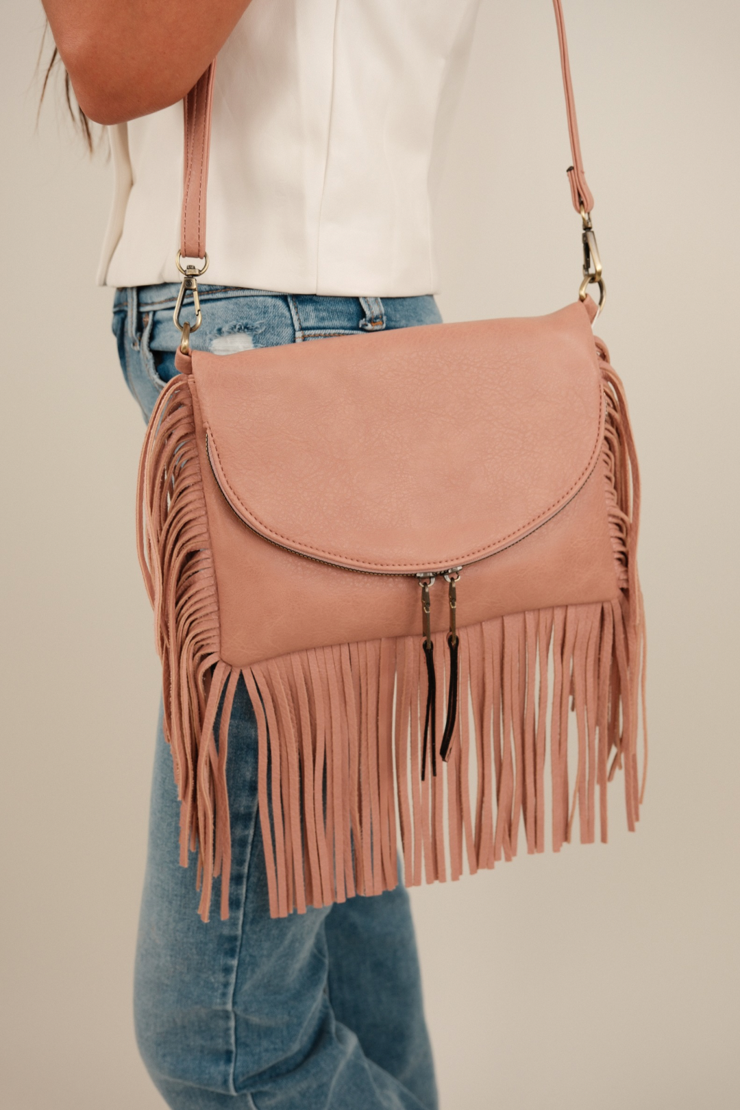 Wild Fringe Crossbody - Tan