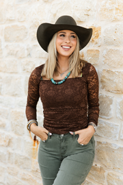 Mocha Muse Lace Top