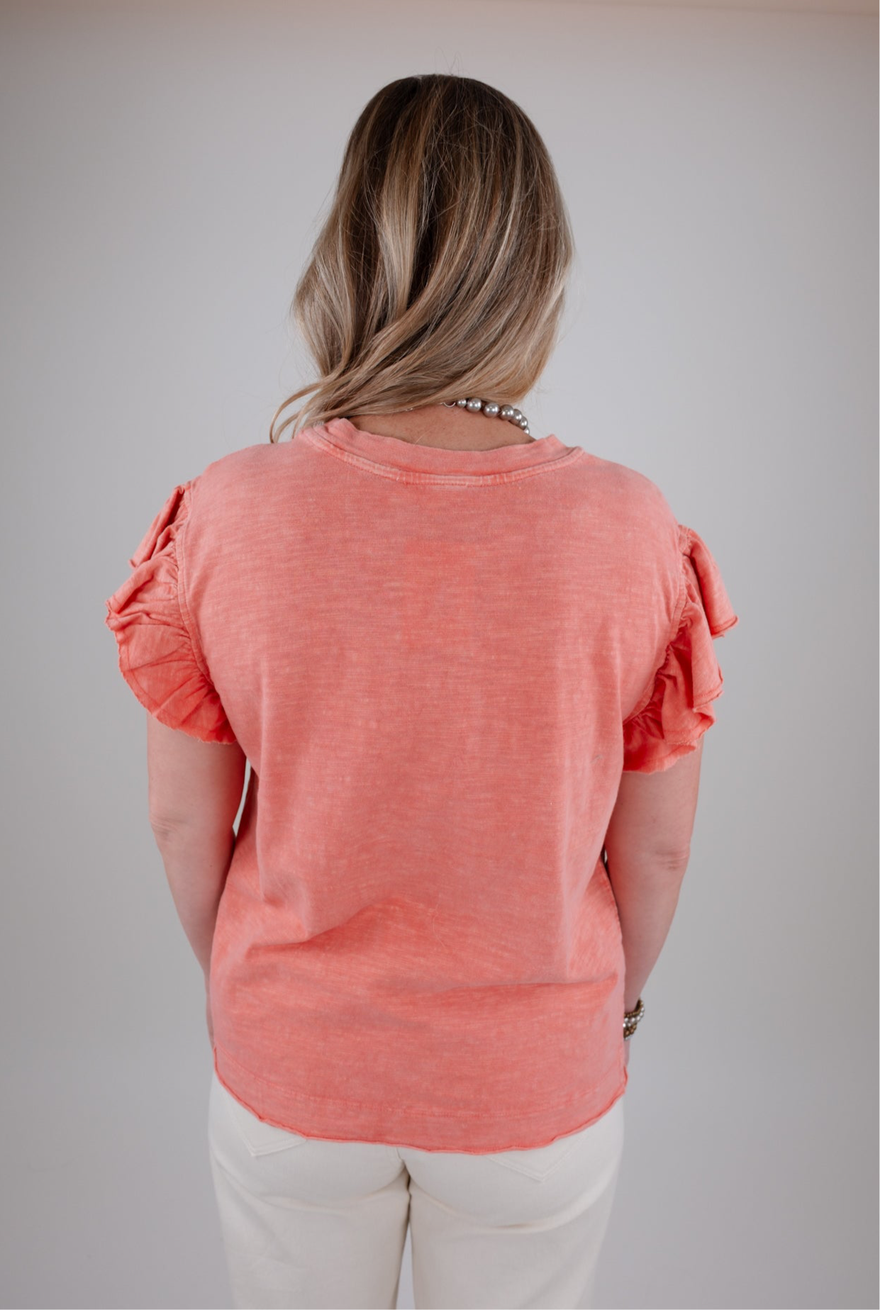 Everyday Ruffle Tee - Coral