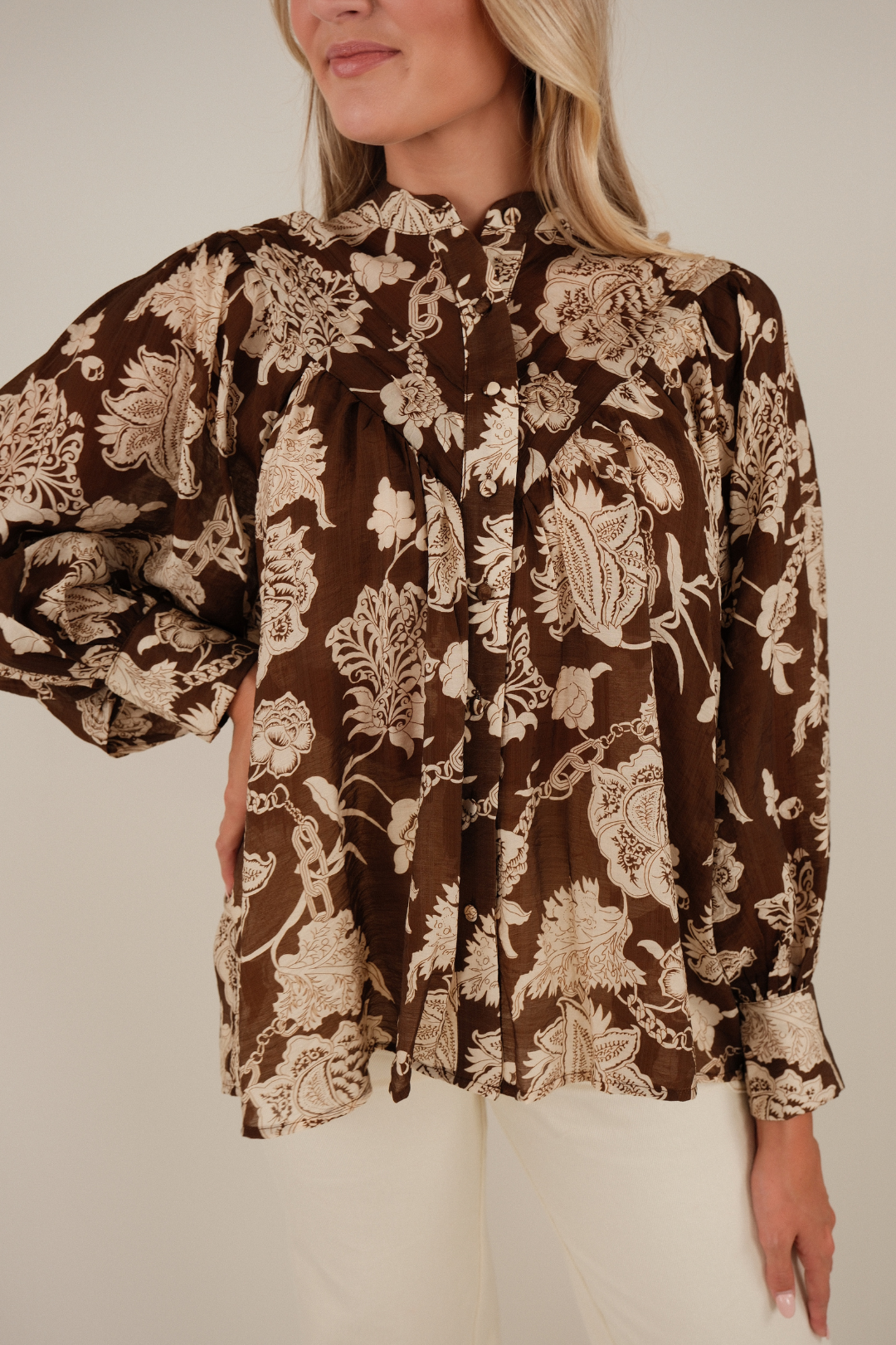Whistling Winds Sheer Blouse - Classic Brown