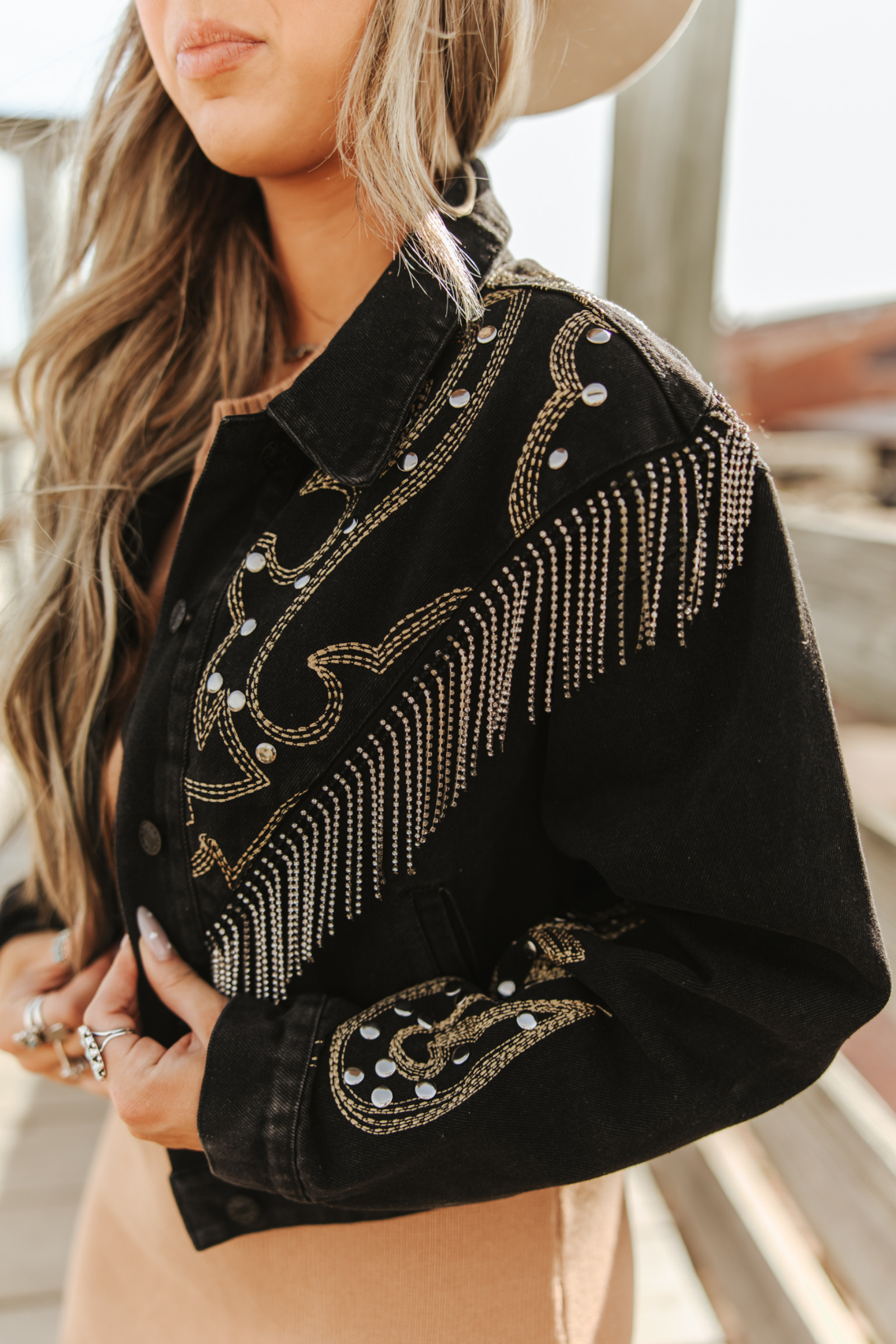 Rhinestone Cropped Jacket
