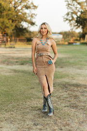 Desert Runway Strapless Denim Dress
