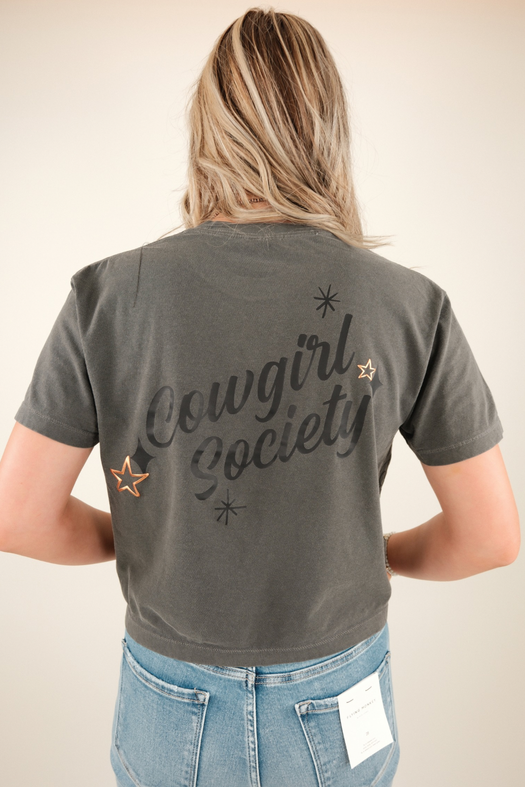 Cowgirl Society Star Cropped Tee