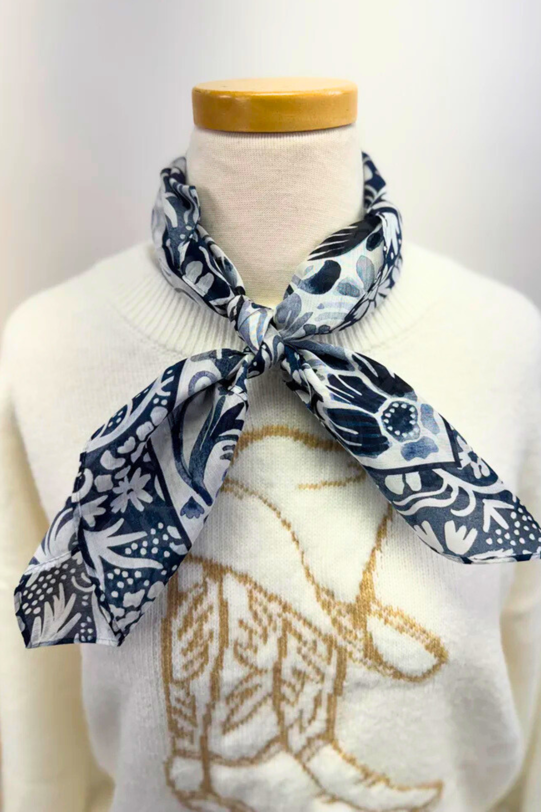 Denim Flowers Square Scarf