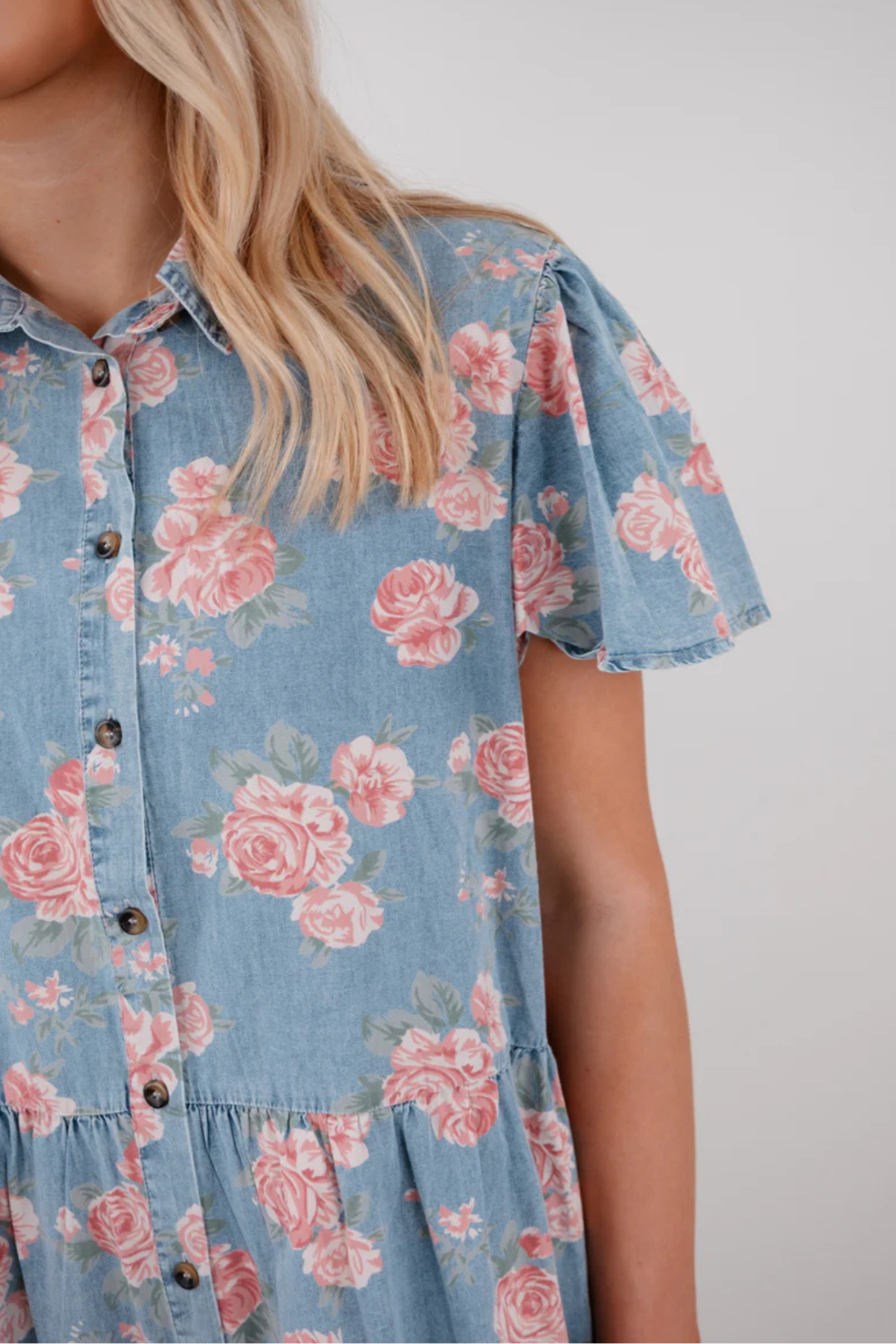 Rosette Ridge Denim Dress