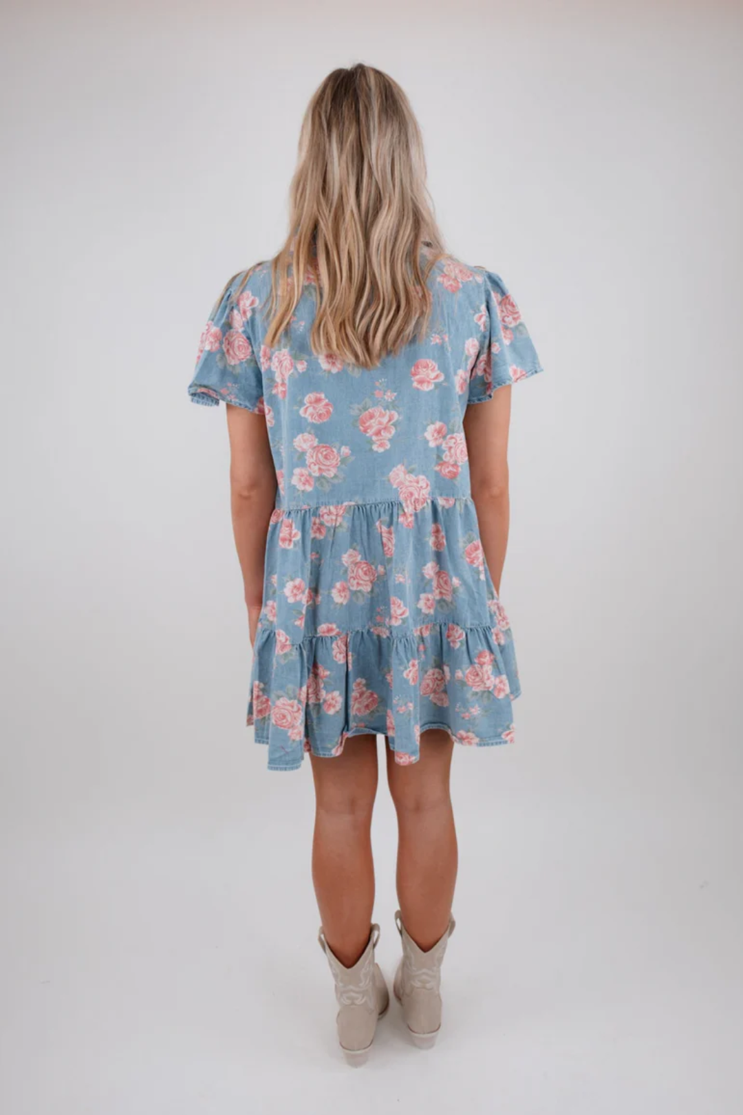 Rosette Ridge Denim Dress