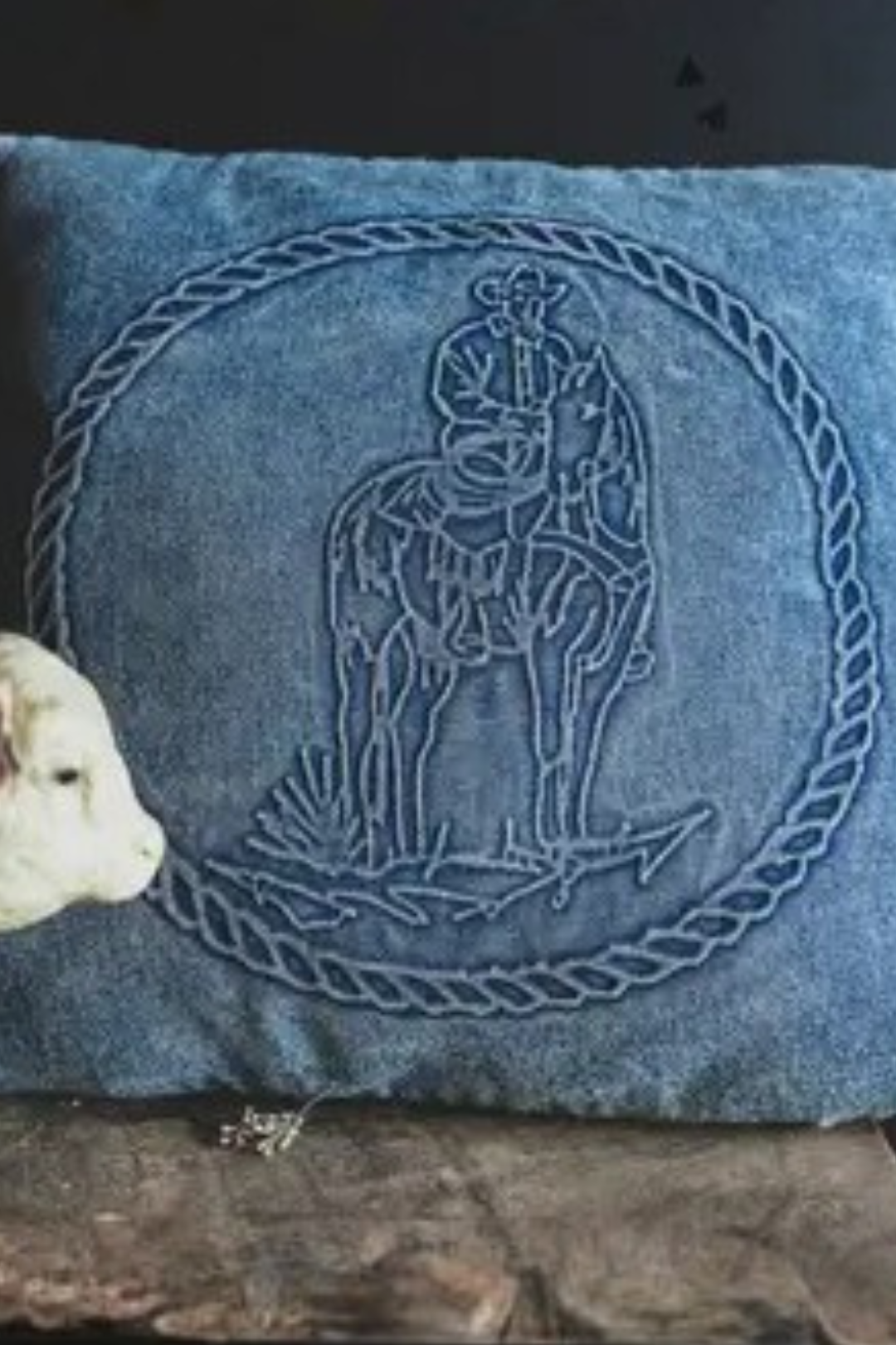 Roped Rider Denim Pillow Cover