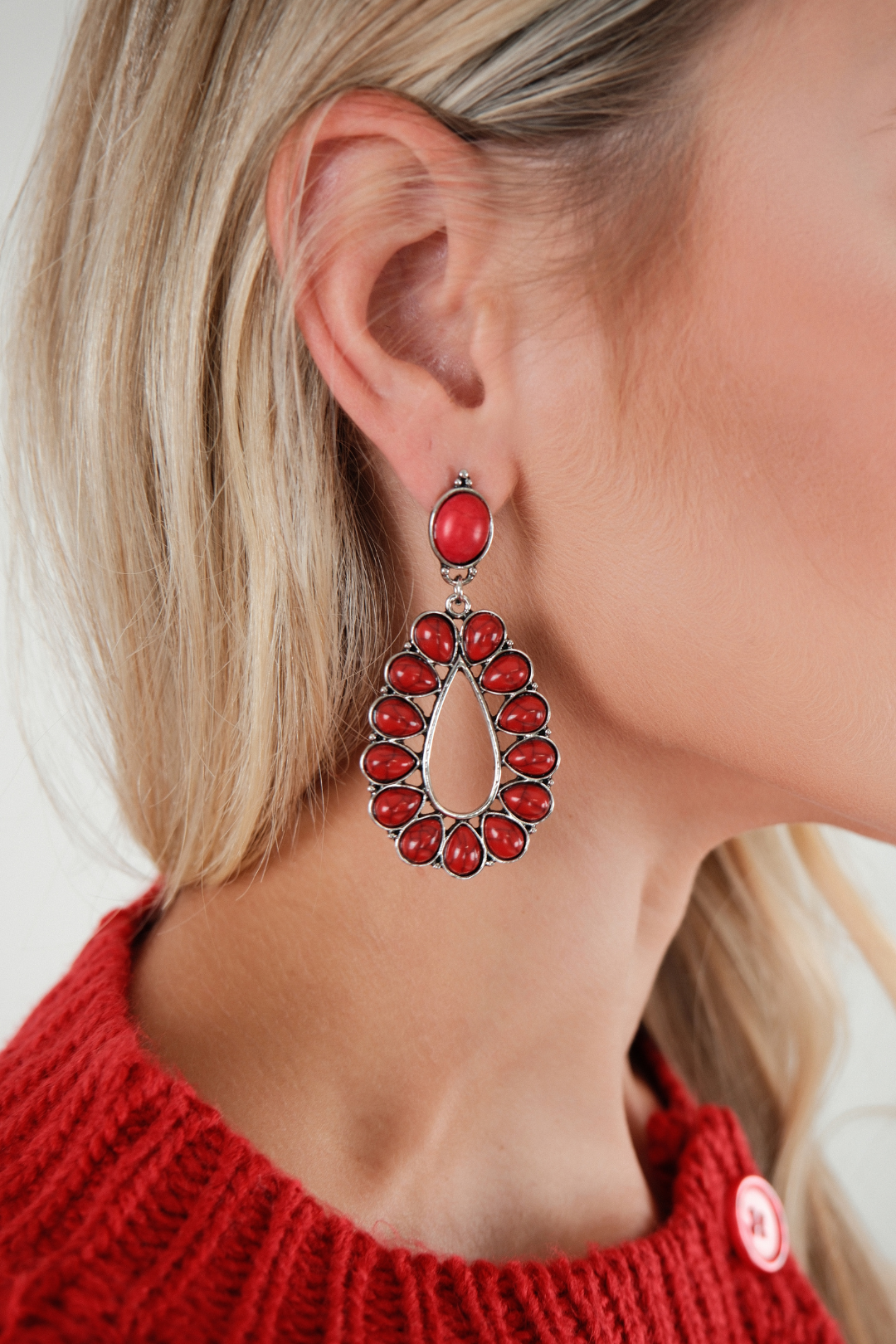 Desert Flame Oval Drop Earrings