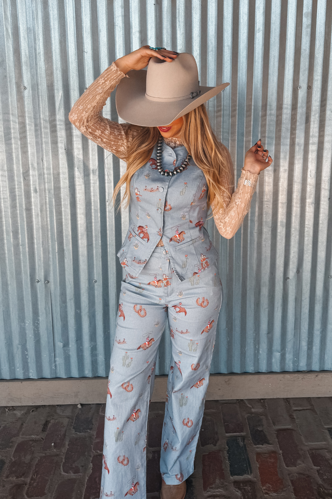 Prairie Daydream Western Pants - Denim Blue