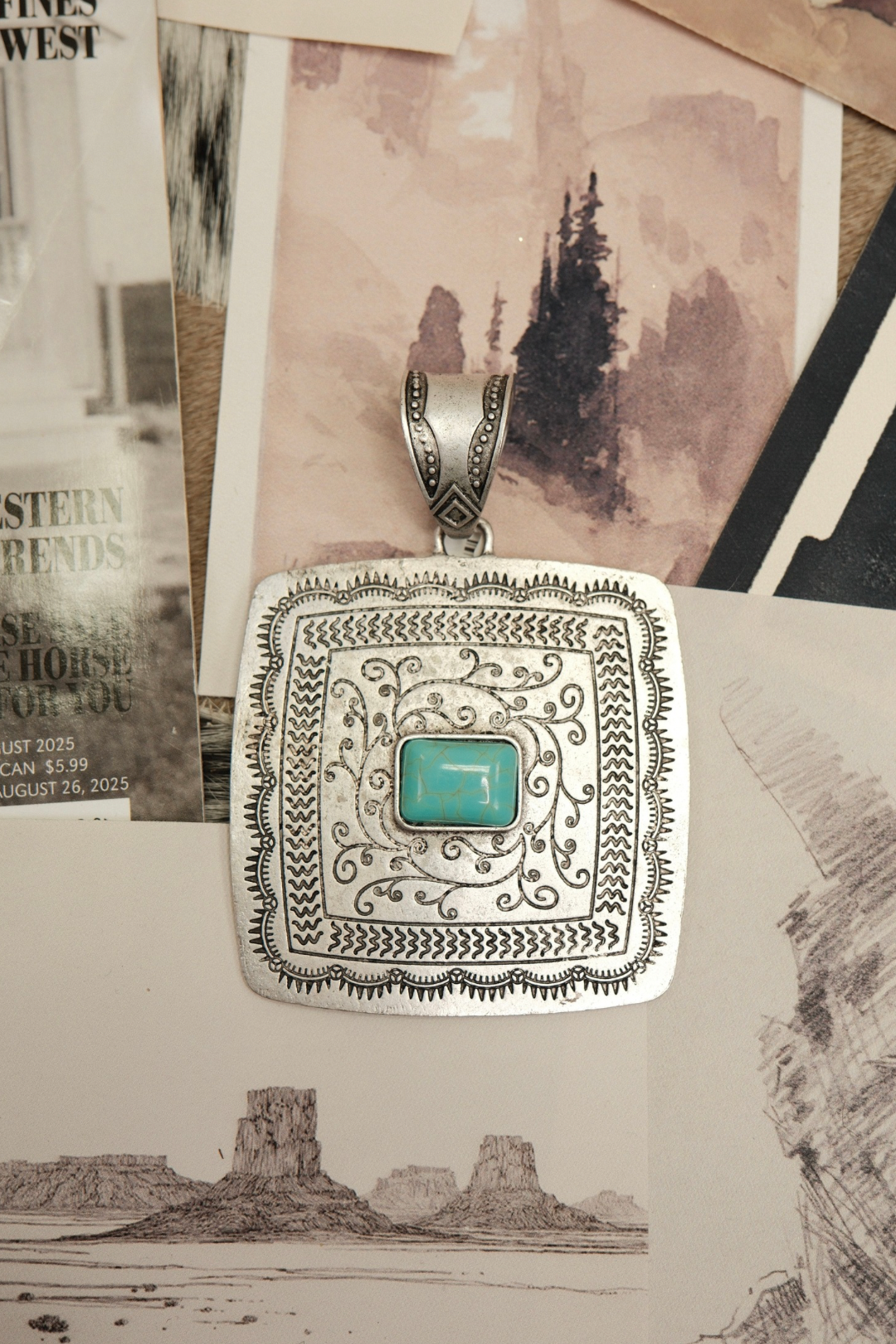 Western Horizon Turquoise Scarf Slide