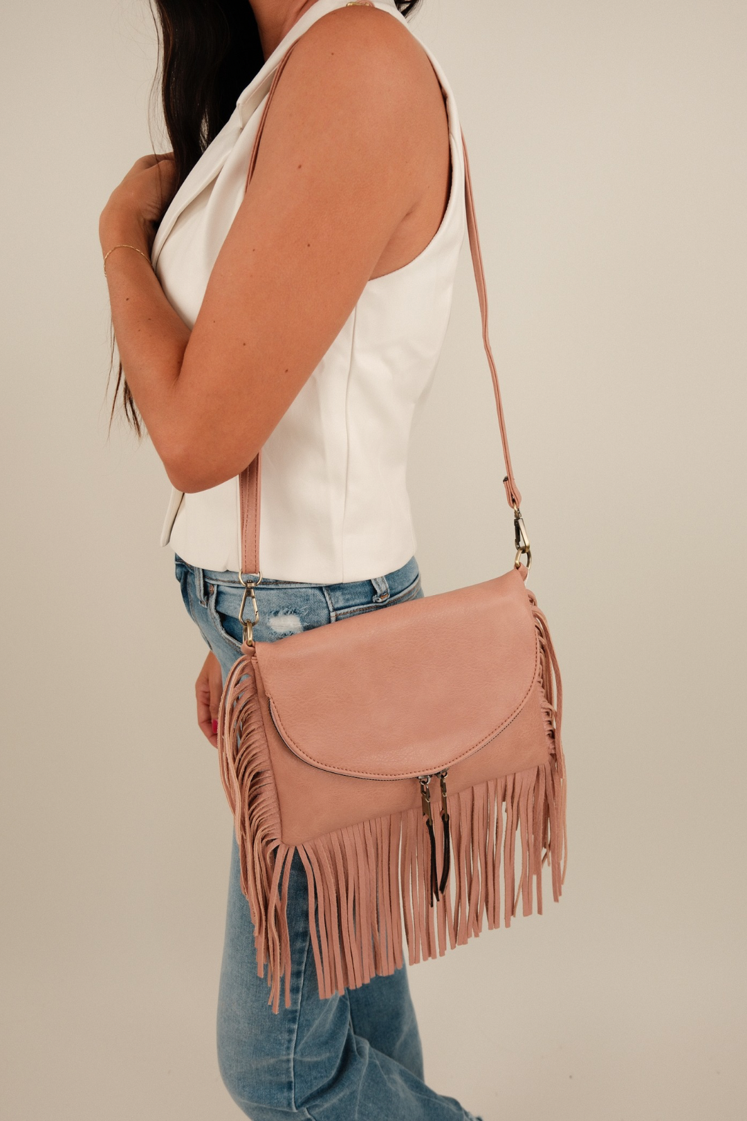Wild Fringe Crossbody - Tan