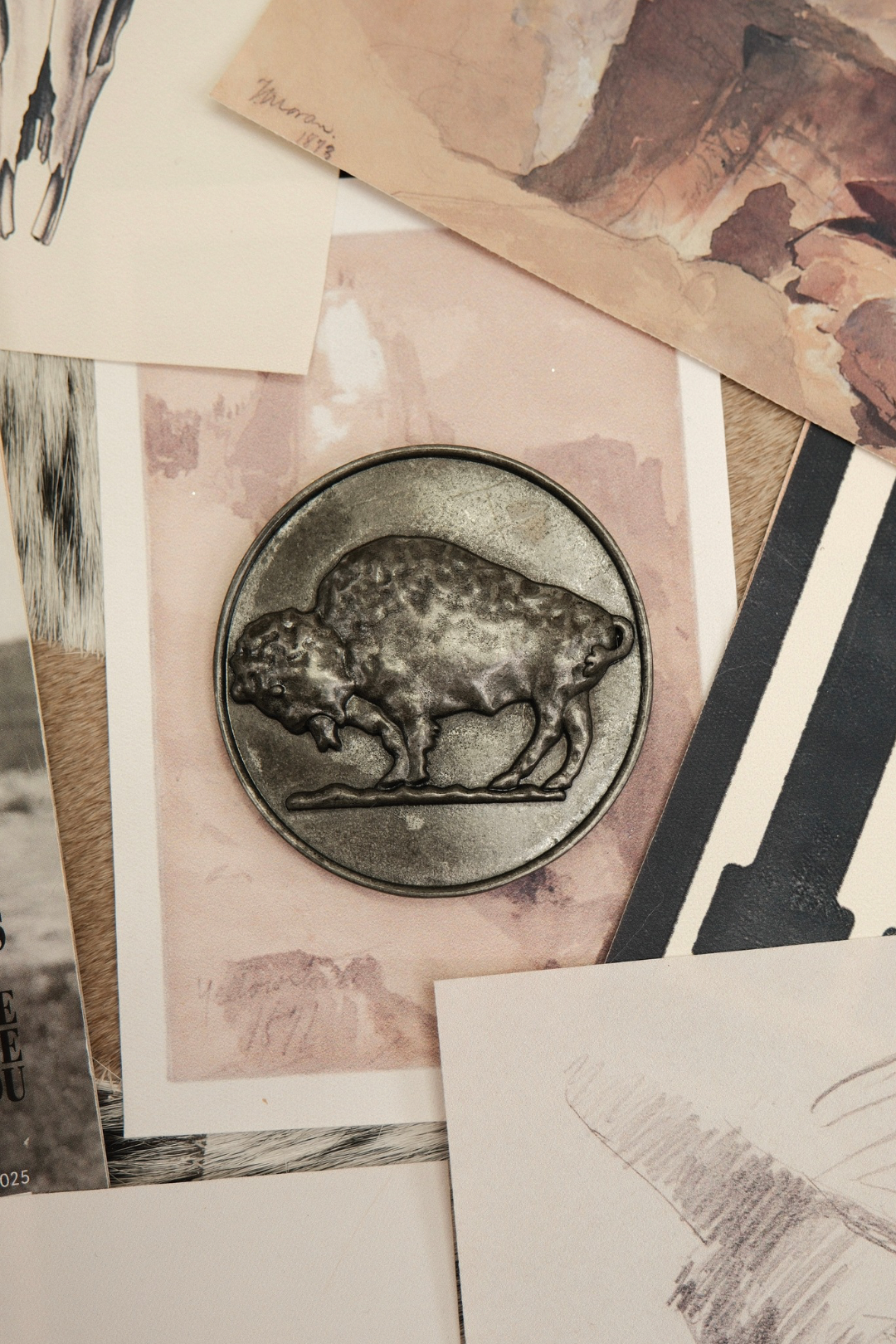 Buffalo Nickel Scarf Brooch -Large