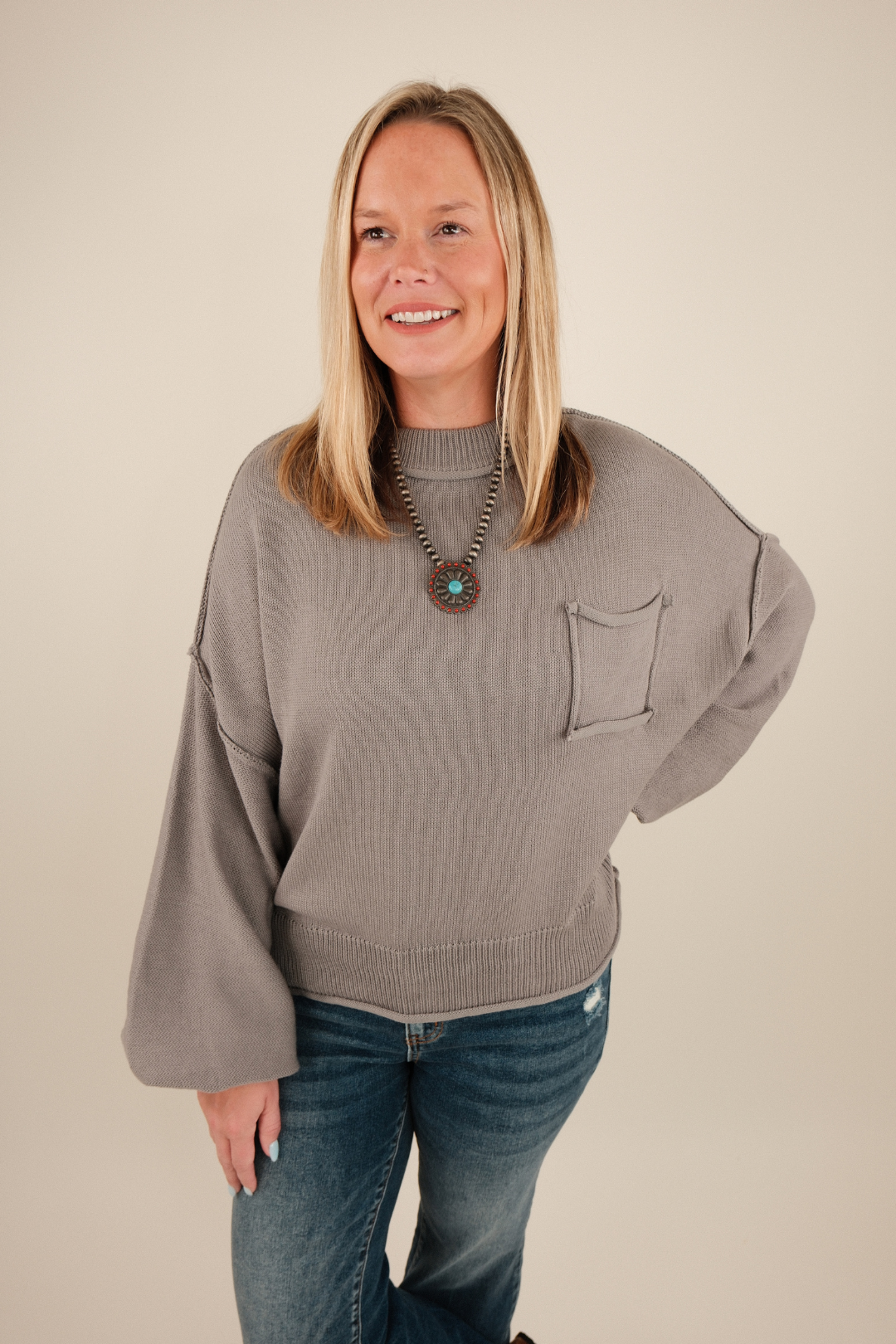 Silver Sage High-Low Pullover