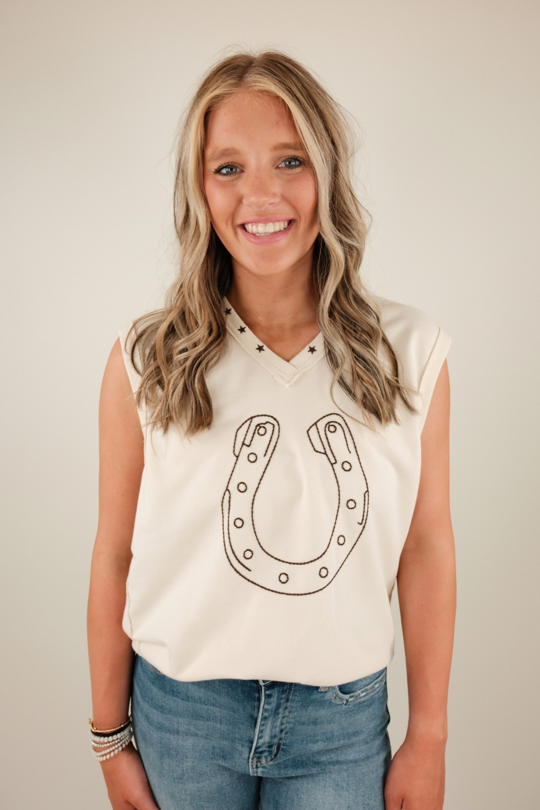 Starluck Sleeveless Pullover Top - Cream